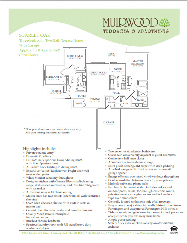 The Scarlet Oak - includes a 1 car attached garage floor plan